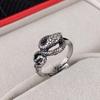 Anillo de Serpiente de Plata Tailandesa Retro al por Mayor Anillo de Cobra Abierto de Club Nocturno para Hombre y Mujer Anillo de Animal Estilo Punk Serpiente