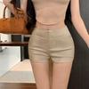 Shorts Pretos de Cintura Alta para Mulheres, Roupa Exterior de Verão, Calças Casuais Justas de Perna Reta de Cintura Alta, Calças Brancas que Abraçam o Quadril, Tamanho XS