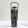Copo Térmico de Aço Inoxidável 304 com Alça, Bico Retentor de Gelo, Porta-Copos de Carro, Garrafa de Água Esportiva Portátil para Exterior, Suporta Personalização