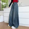 Jeans Feminino Estilo Coreano Inverno 2026 Com Pelúcia Interna Perna Reta Perna Larga Calças para Crianças Médias e Grandes Perna Curva Calças Versáteis Comprimento Total