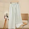 Pantalones de dormir de algodón nube para mujer, nuevo estilo de verano, pantalones caseros a cuadros tejidos de colores, pantalones casuales de pierna ancha y finos que se pueden usar afuera