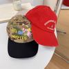 Gorra de Béisbol Camuflada Bordada con Llavero Ins Divertido Estilo Coreano para Mujer Mostrar Cara Ala Pequeña Ancha Cara Grande Parte Superior Suave Pico de Pato Gorra