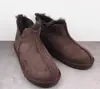 Botas de Nieve de una Pieza para Hombre de Piel de Oveja de Caña Baja para Otoño e Invierno, Zapatos de Hombre Gruesos de Terciopelo Cálidos, Botas de Hombre Slip-On para Conducir