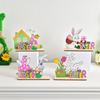 Adornos de madera de conejito de Pascua transfronterizo, artesanías decorativas, nuevo huevo, rompecabezas tridimensional creativo en stock