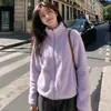 Chaqueta forrada de forro polar para otoño e invierno, engrosada para abrigar, con cremallera, cuello alto, diseño entallado, versátil y de estilo casual