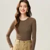 Novedad Otoño 2026 100% Lana Yangzi Hilado Fino Mujer Delgado Cuello Redondo Sencillo Commute Suéter Base