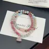 Nuevo Pulsera de Doble Círculo de Piedra Shoushan Estilo Chino para Mujer, Lujo Ligero, Nicho, Exquisita, Sensación de Alta Gama, Joyería de Pulsera de Piedra con Patrón Rojo de Semillas de Loto