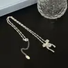 Colar com Laço de Renda Vazada Estilo Francês e Zircônia para Mulheres, Design de Nicho Fashion de Luxo Leve, Corrente de Pescoço com Temperamento Exquisito e Único