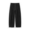 Pantalones cropped tipo globo con dobladillo con volantes estilo japonés para mujer, otoño petite talla grande adelgazantes de pierna ancha tipo linterna