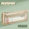 Bolsa de Lápices de Malla Transparente Nueva 2024 Bolsa Especial de Papelería para Estudiantes Examen Alto Valor de Color Bolsa de Lápices de Doble Capa para Estudiantes de Secundaria