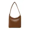 Bolsa Casual Retro de Grande Capacidade para Mulheres 2026 Nova Tendência Elegante Tecida Estilo Ins Bolsa de Ombro Tipo Balde com Personalidade