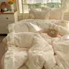Conjunto de Quatro Peças Estilo Princesa Veludo Leite 2026 Novo Inverno Espessado Dupla Face Veludo Coral Lençol Capa de Edredom Estilo Saia de Cama Quente