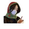 Balaclava mulheres outono e inverno quente pulôver chapéu cachecol integrado chapéu de malha chapéu de lã proteção de orelha Lei Feng chapéu