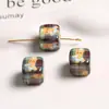 Cadena para teléfono móvil de cuentas con estampado de cuadros vintage versátil, oso, cuadrada, con agujero vertical, accesorios acrílicos para joyería, cordón para la cabeza