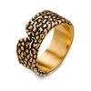 Anillo de Diseño de Industria Pesada Europea y Americana con Textura Irregular de Lava Anillo Grueso de Acero de Titanio Personalizado Street Hip Hop
