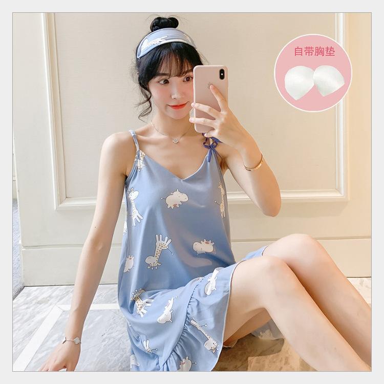 27 长颈鹿睡裙-蓝-吊带