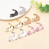 Accesorio de joyería DIY 25x25mm impreso al óleo lindo gato naranja elástico/gato atigrado de tres colores charm colgante