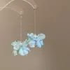Aretes de Borla de Cuentas de Semilla Flor Azul Aguja Plateada, Aretes de Botón Modernos y Versátiles con un Estilo Casual Único y Elegante para Mujeres