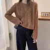 Suéter de Punto Casual Color Rojo Rosa con Cuello Redondo para Mujer Otoño 2026, Nuevo Suave y Elegante Moda Sencillo Adelgazante Top