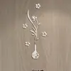 Decoración de Pared con Pegatina de Flor de Espejo Acrílico Combinación de Jarrón Cinco Flores Vendedor Caliente Transfronterizo Sala de Estar Dormitorio Espejo Suave Autoadhesivo