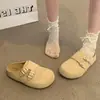 Novas Chinelos Meio Aberto Casuais com Solado Grosso e Bico Fechado para Mulheres Primavera Verão 2026, Chinelos Fofos Estilo Birkenstock para Uso Externo, Chinelos Preguiçosos