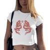 Camiseta de estilo europeo y americano de tiro real, camiseta de manga corta holgada y sexy expuesta para mujer, camiseta para mujer de una generación de cabello