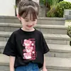 Nova Roupa Infantil Camiseta de Manga Curta Verão 2026 Estilo Fino Algodão Puro para Meninas Manga Meia-Manga Moda Gola Redonda Top Camiseta Tendência