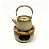 Bule para Ferver Chá de Cerâmica Bruta Fogareiro Envolvente Bule para Ferver Chá com Vela de Fogo e Vela Conjunto Simples para Manter Chá Quente Bule para Exterior