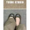 Zapatos planos retro de punta redonda y escote bajo de moda para mujer, cómodos y suaves zapatos de ballet, zapatos de cuadros tipo Mary Jane con suela blanda para ir al trabajo