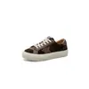 Zapatos casuales planos para mujer de piel genuina con estampado de estrellas retro, hechos de piel de vaca de plena flor, con suela suave, diseño versátil y cordones, adecuados para estudiantes y para uso casual