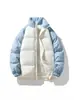 Invierno Nuevo Estilo 2026 Cuello Alto Chaqueta de Algodón Jinjiang Ropa de Algodón Relleno Hombres Color Americano Bloque de Color Cuello Alto Ropa de Algodón Ropa de Invierno para Parejas