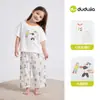 Conjunto de Pijama Infantil Dudu, Roupa de Casa Leve de Verão para Meninos e Meninas, Roupa 100% Algodão para Bebês e Crianças