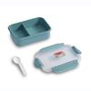 Caixa Bento Simples de Dois Compartimentos com Colher Compartimento Estudantil Lancheira Plástica Micro-ondas Lancheira Portátil