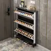 Sapateira fina estilo italiano de luxo leve com porta basculante para entrada de casa, armário de corredor de grande capacidade, estante de sapatos de armazenamento simples e moderna