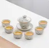 Lujo Ligero Gama Alta Horno Ru Juego de Té Kung Fu para el Hogar Cerámica China Tetera Taza de Té Bandeja de Té Pequeña Regalo