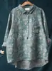 Camisa de Manga Larga Estilo Nuevo Primavera Transfronteriza con Cuello de Solapa, Talla Grande para Mujer con Estampado Floral Retro Digital 3D