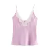 Camisola de encaje de seda estilo popular europeo y americano ZA con tirantes decorativos, ropa de mujer en AliExpress, moda casual transfronteriza INS, negro texturizado