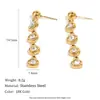 Joyería de Acero Inoxidable, Nuevo Estilo Popular en Europa y América, Pendientes de Borlas de Instagram, Chapados en Oro de 18 Quilates, Elegantes Pendientes Largos de Circonita para Mujer