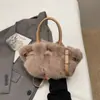 Bolso de Mano de Felpa Plegado de Alta Gama para Mujer 2025 Otoño Nuevo Casual Elegante Versátil de Hombro Único Cruzado