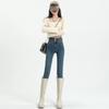 Jeans Feminino de Cintura Alta e Perna Larga 2025 Moderno Versátil Novo Ajuste Slim Cobrindo a Carne Emagrecendo Calça Lápis Justa Slim