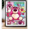 Urso Morango Desenho de Diamante DIY Feito à Mão Autoadesivo Alvenaria Desenho Animado Animação Presente de Aniversário Lápis de Cor Shin-chan Bordado de Diamante
