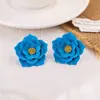 Pendientes Coreanos de Aguja de Plata con Flor Pintada Diseño Simple Personalizado Pendientes para el Trabajo Dulces de Nicho Pendientes de Gama Alta para Mujer