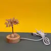 Base de luz blanca de cristal personalizada con piedras, árbol de la fortuna luz de noche enchufable USB, adorno de decoración para el hogar de árbol del dinero