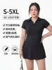 Conjunto de Tenis Protector Solar Tallas Grandes Transfronterizo para Mujer, Top Adelgazante con Cintura Ajustable y Bolsillos, Falda Anti-Exposición, Ropa de Yoga de Verano