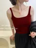 Suéter de Cuello Cuadrado de Alto Algodón Cepillado Color Sólido Chaleco Térmico para Mujer, Camiseta Base Capa Interior, Nuevo Estilo Otoño, Se Puede Usar por Fuera