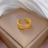 [Revestimento de ouro real] Anel Aberto Feminino Moda Anel Personalizado Anel de Dedo de Comida Celebridade da Internet Mesmo Estilo Estilo Simples Frio