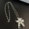 Collar de Flor de Lirio Estilo Coreano Estilo Ins con Perla y Gota de Agua para Mujer, Dulce y Fresco, Cadena para Suéter Única y de Moda