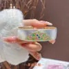 Pulseraancha de Plata Maciza 999.9 Fushi con Diseño Antiguo Pintado en Oro y Esmalte Grabado en el Interior, Simbolizando Felicidad y Bendiciones, Estilo Chino Tradicional
