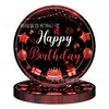 Nuevo Tema de Fiesta de Cumpleaños Suministros Decorativos Negros y Dorados Platos de Papel Servilletas de Papel Banderines Tirar Manteles Juego de Vajilla Arreglo