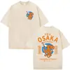 Camiseta Gráfica Divertida Polvo Bêbado Osaka Dotonbori Lavagem Vintage Japão Harajuku Manga Curta Unissex Algodão